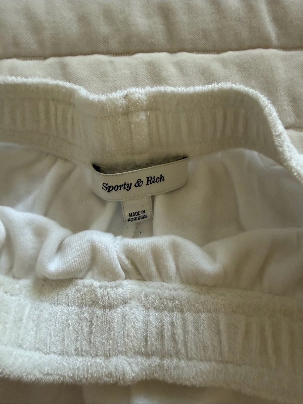 Sporty & Rich Ivory terry shorts